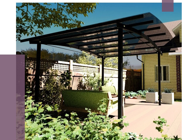 Навесы для террасы в Воткинске от 13209 руб. под ключ | ПРОЛЁТ-Втк