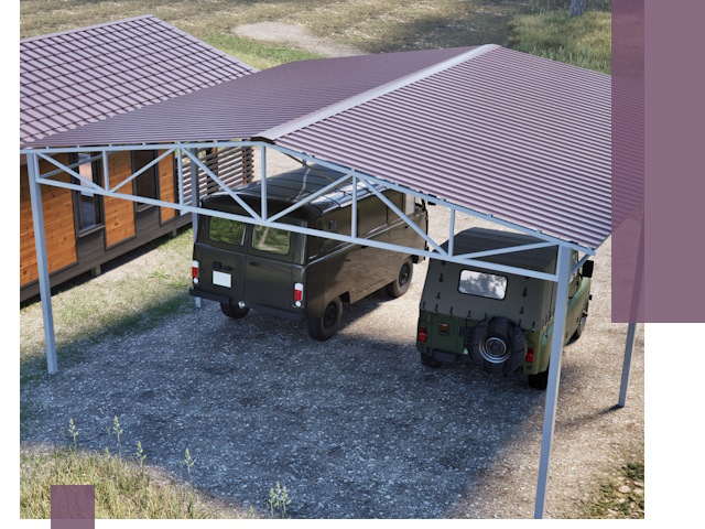 Двускатные навесы под ключ в Воткинске — изготовление и монтаж