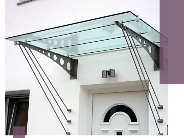 Козырьки над входом под ключ в Воткинске — изготовление и монтаж